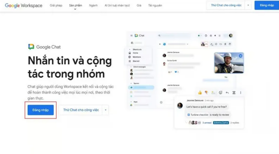 đăng nhập google chat
