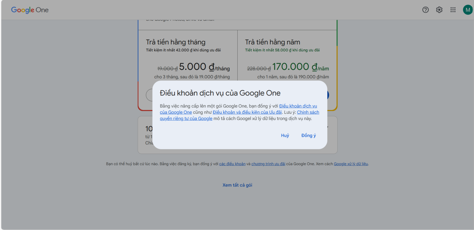 Chọn gói thanh toán phù hợp