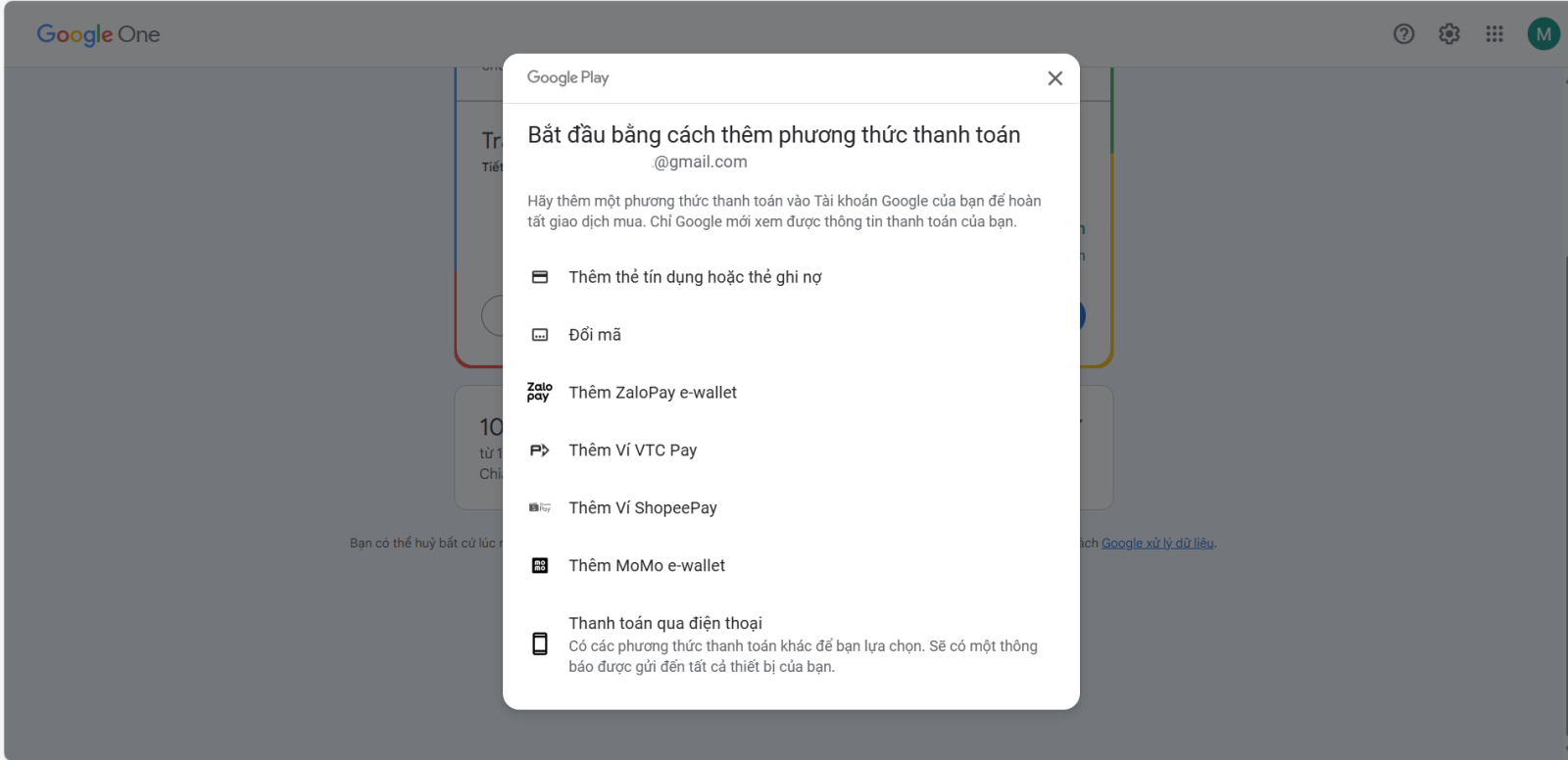 Chọn và thêm phương thức thanh toán phù hợp