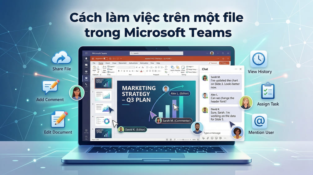 Cách làm việc trên một file trong Microsoft Teams